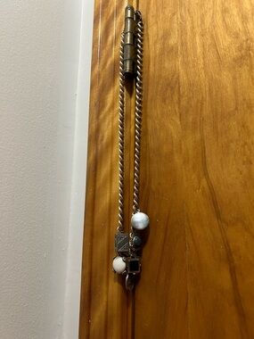 Long Silver-Tone Charm Pendant Necklace with Beads